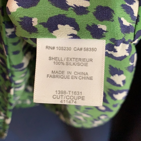 Green & Navy leopard shell - 100% silk - Picture 4 of 4